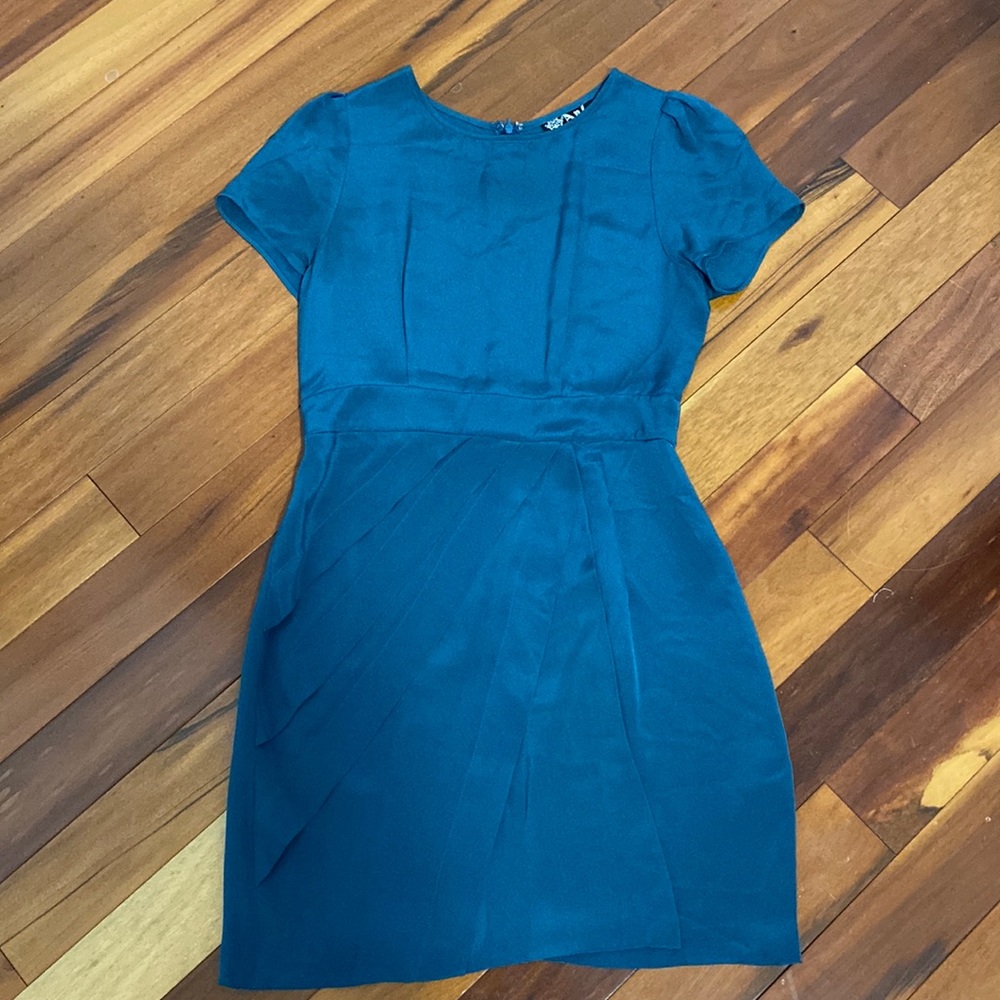ANLO 100% silk teal cocktail dress